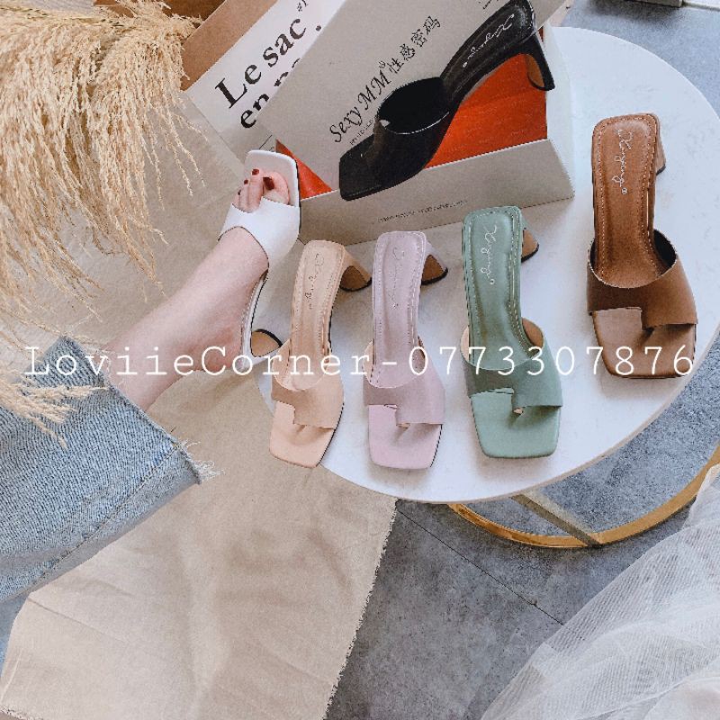 DÉP CAO GÓT 5 PHÂN LOVIIECORNER - DÉP NỮ THỜI TRANG - GUỐC NỮ ĐẾ VUÔNG 5CM XỎ NGÓN DÂY MẢNH D200770