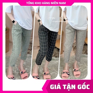 Quần baggy kaki lưng thun chất vài mềm phối sọc kẻ caro dễ thương NVH321
