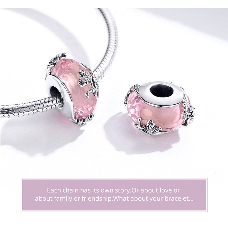 Phụ Kiện Hạt Trang Sức Bamoer SCC1285 Bằng Bạc S925 Hình Cánh Bướm Đính Hạt Pha Lê Phong Cách Châu Âu DIY