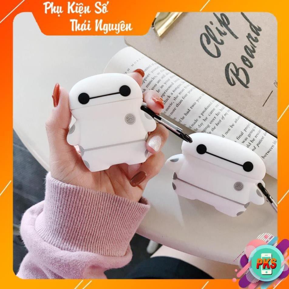 Vỏ bao đựng tại nghe airpod - Case airpod 1/ 2 Big hero Trắng chống va đập -Hồng Anh Case