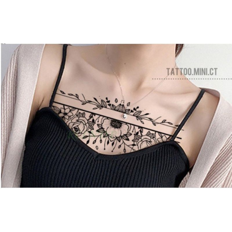 Hình xăm hoa văn hai dòng kẻ thời trang ấn tượng. Tatoo vòng tay độc đáo mới lạ size 12x23cm