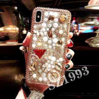 Ốp lưng TPU đính đá ngọc trai nhân tạo dành cho điện thoại OPPO F11 F11pro A3s F9 F7 F5 F3 F1s A7 A5s A57 A39 A37