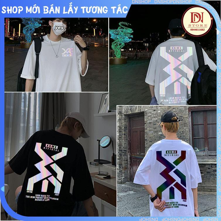 Áo thun phản quang 7 màu XX ME, tay lỡ phông nam nữ from rộng unisex ,basic chất cotton