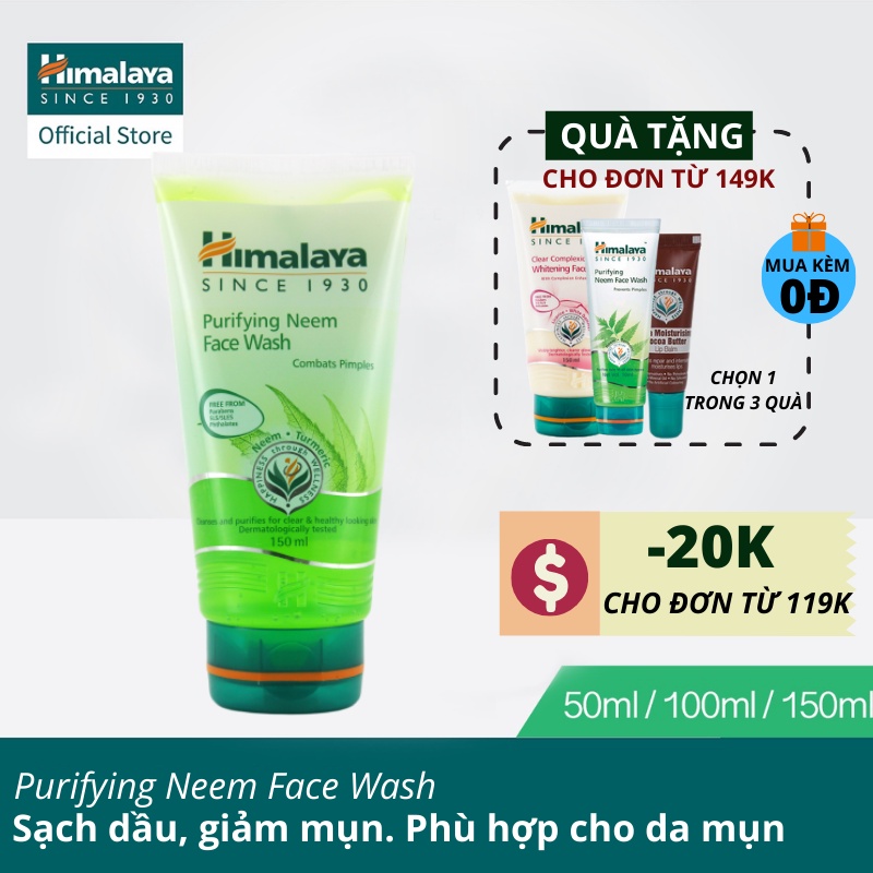 [Mã FMCGMALL -8% đơn 250K] Sữa rửa mặt giảm mụn mờ thâm và sạch dầu thừa Himalaya Purifying Neem Face Wash 150ml