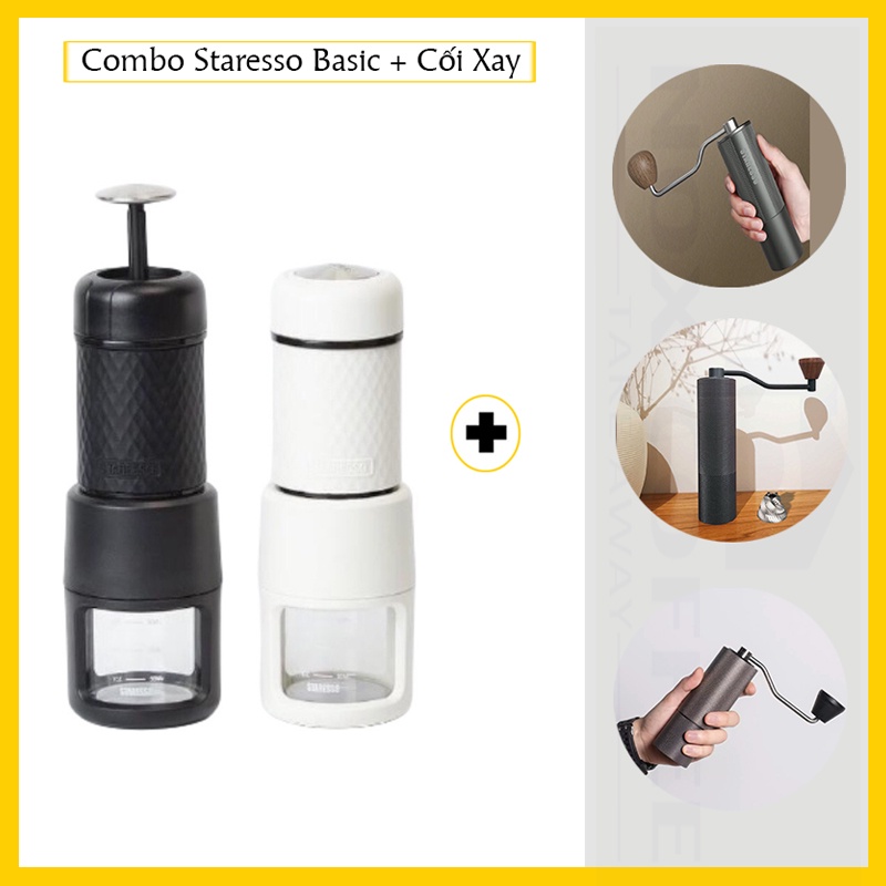 Commbo Staresso Basic và Máy Xay | BẢN NÂNG CẤP 2021 [ Bảo Hành Chính Hãng 12 Tháng ] - Tặng kèm 250gr Cà Phê