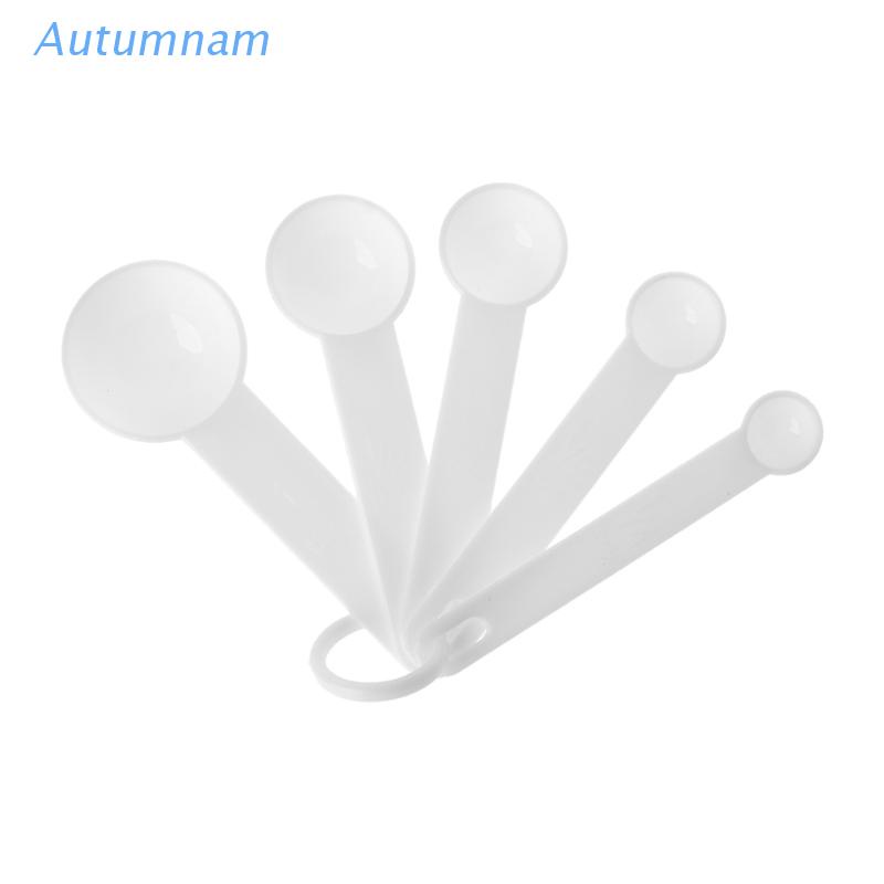 Bộ 5 muỗng đo lường bằng nhựa màu trắng