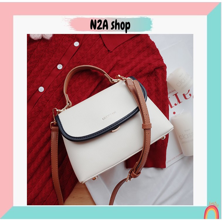Túi xách nữ [có sẵn + FREESHIP] Túi đeo chéo Micocah trắng viền nâu - M299 N2a shop