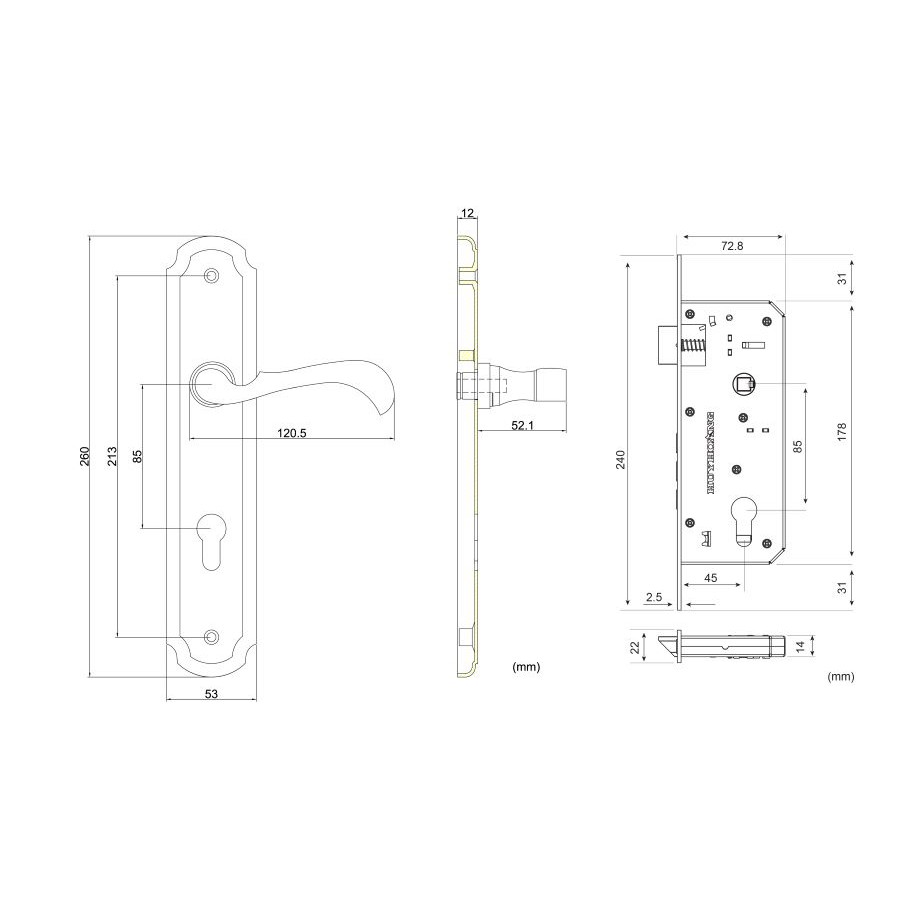 [CHÍNH HÃNG] khóa tay nắm hợp kim Huy Hoàng EX 8535 thích hợp sử dụng cho các loại cửa lớn 2 cánh hoặc 4 cánh.