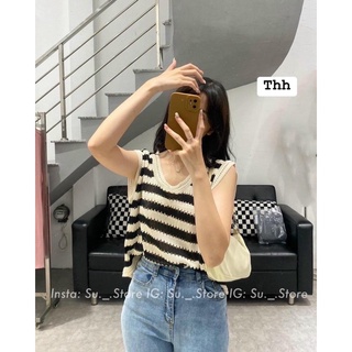Áo len ba lỗ đen be