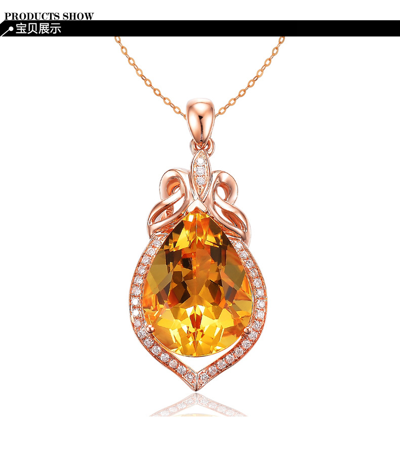 Mặt Dây Chuyền Mạ Vàng Hồng Đính Đá Topaz Trắng