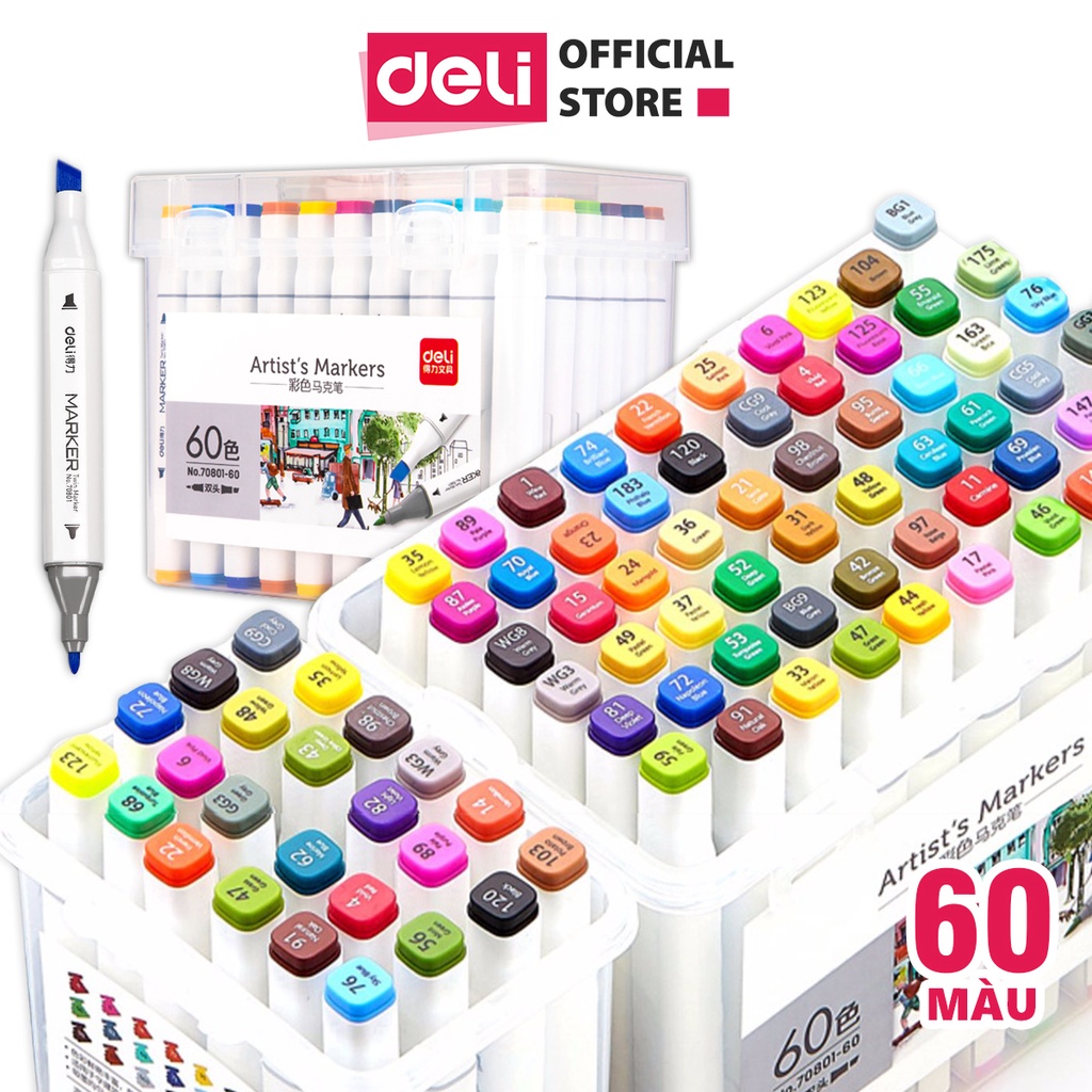 Bút màu marker hai đầu cao cấp Deli - 70801