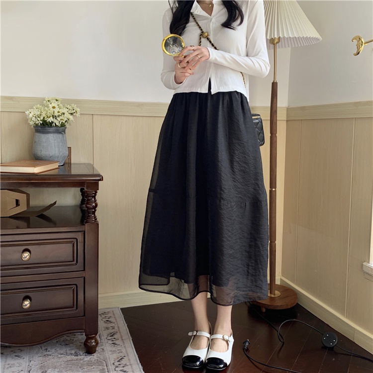 Chân Váy Chữ A Dài Lưng Cao Thời Trang Hàn Quốc Cho Nữ