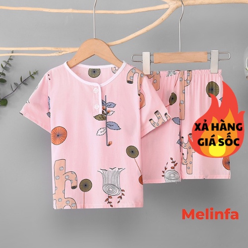 (Xả kho)Bộ đồ cho bé trai và gái chất vải lanh Cotton thoáng mát áo ngắn tay quần short cho từ 2-6 tuổi mã VABD0160