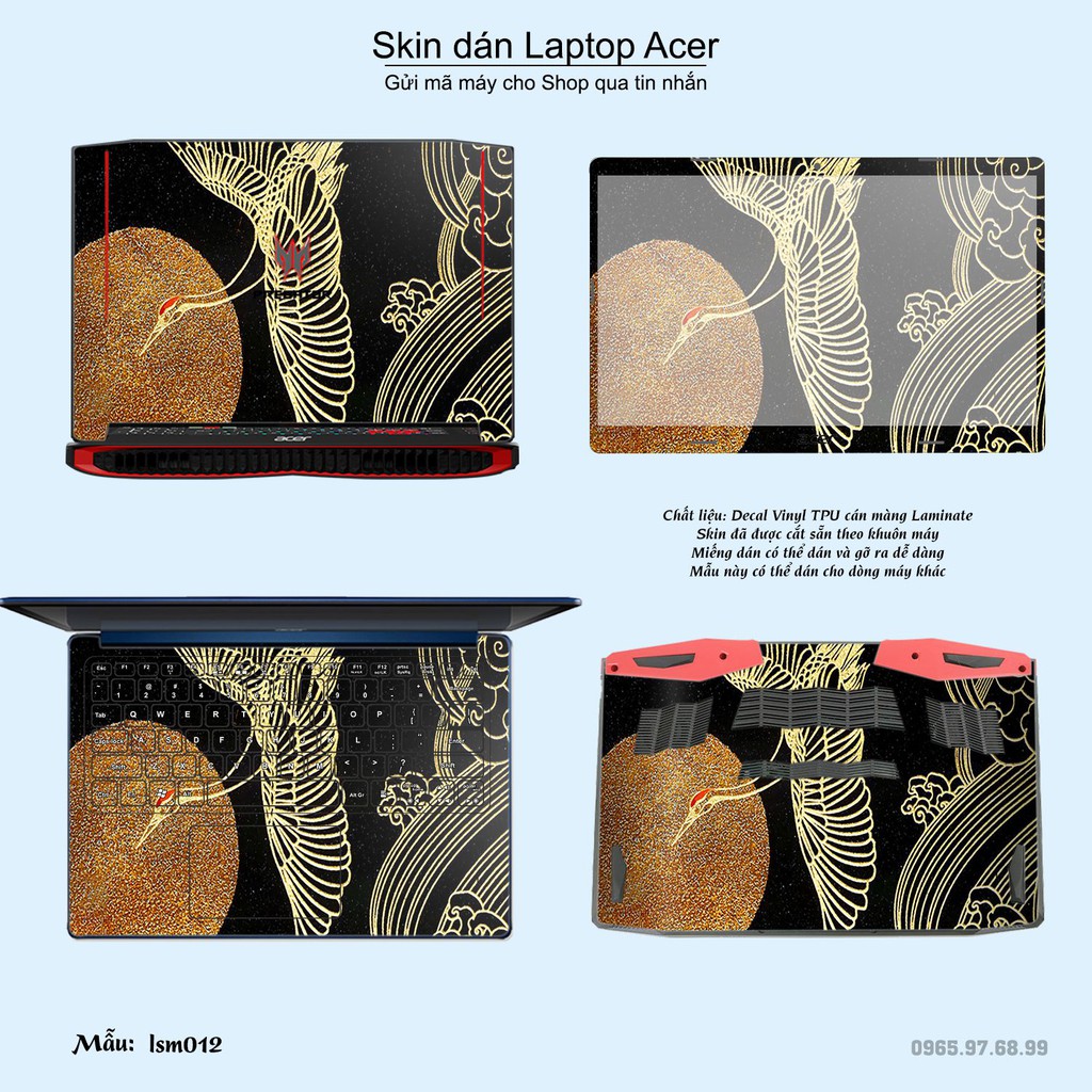 Skin dán Laptop Acer in hình Chim Hạc Phù Tang - lsm012 (inbox mã máy cho Shop)