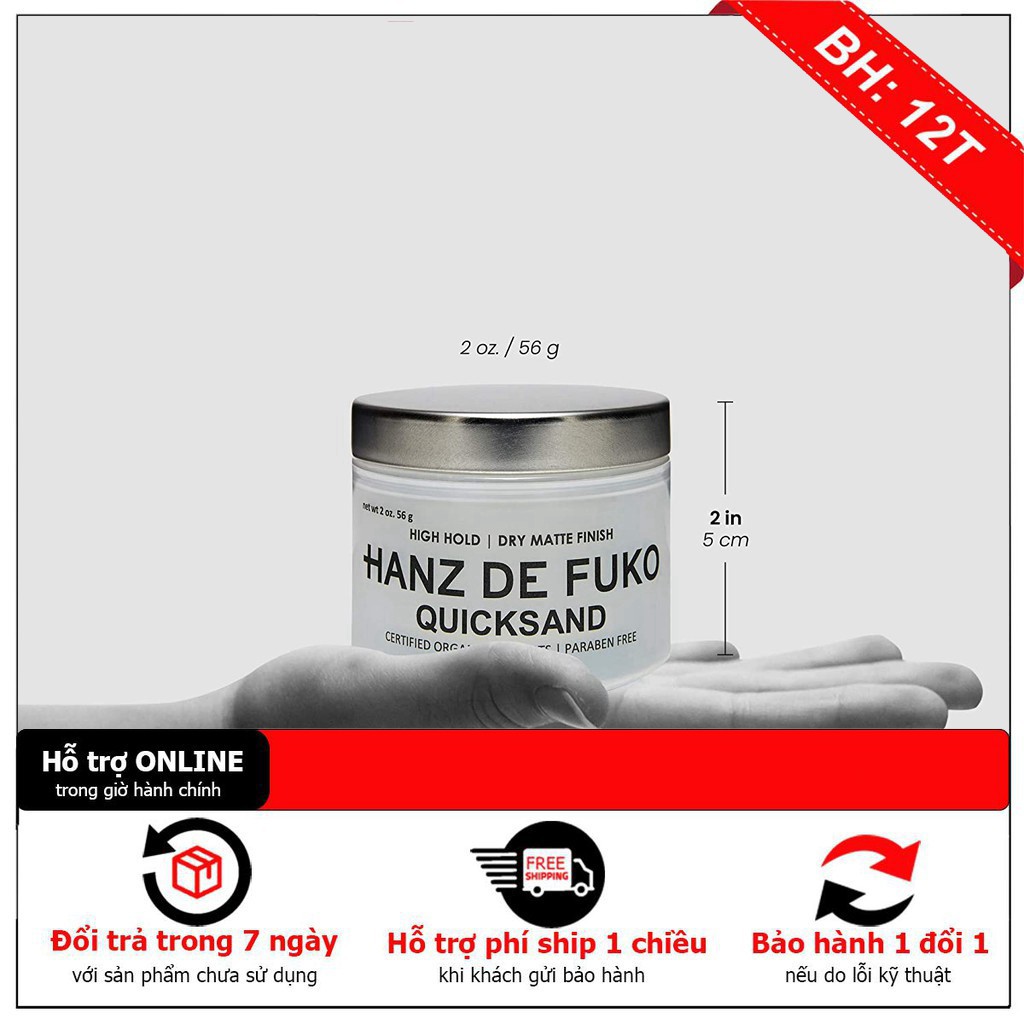 Sáp Vuốt Tóc Hanz De Fuko Quicksand 56 gr USA Cao cấp Chính Hãng  ( Dành cho tóc mõng và thưa )