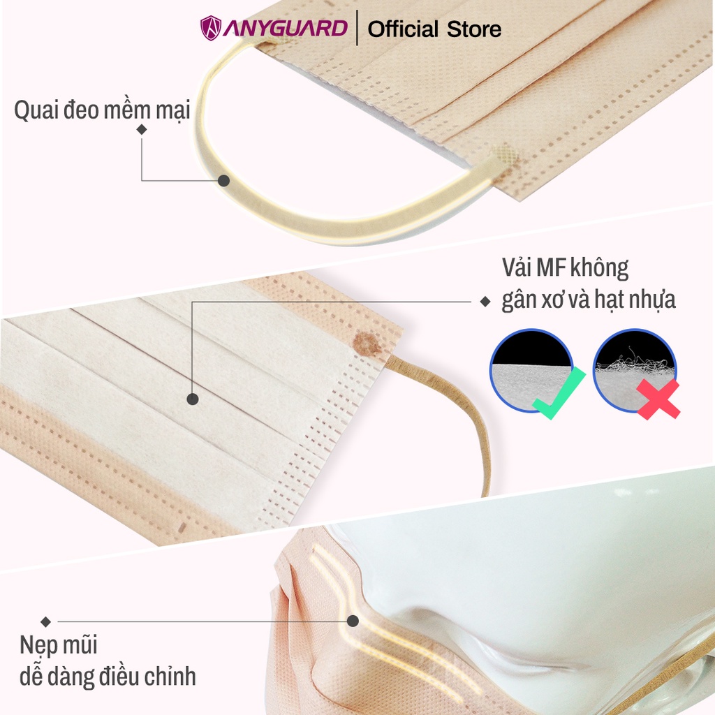 Khẩu Trang Hàn Quốc Sense Màu Pastel 3 Lớp Kháng Khuẩn Chính Hãng ANYGUARD An Toàn Cho Da Nhạy Cảm-Màu Pastel