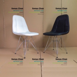 Ghế đệm da cúc eames chân mạ