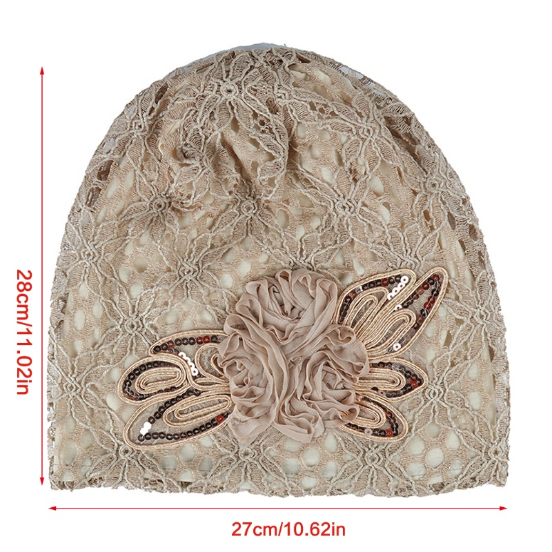Mũ Trùm Đầu Chemo Phối Ren Hoa Màu Sắc Nhã Nhặn Thời Trang