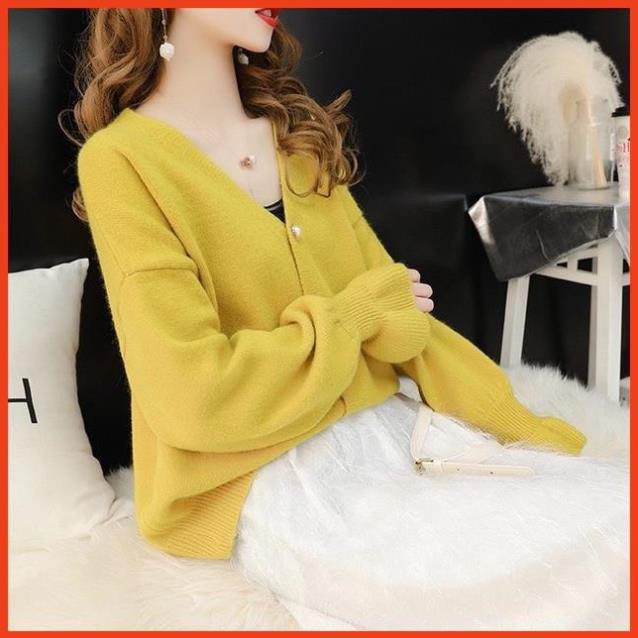 Áo Khoác Cardigan - Áo Khoác Len Cardigan Dáng Rộng Tay Bèo  Cho Nữ