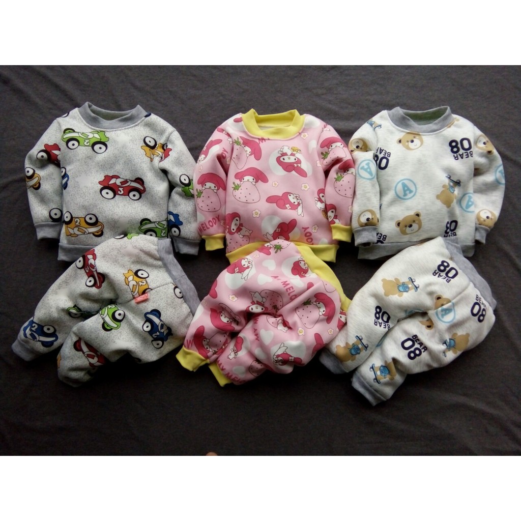 set 3 bộ nỉ cho bé trai và bé gái