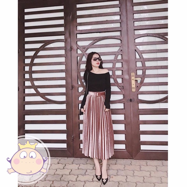 Chân váy nhung dáng dài kèm đai, Chân váy xếp ly form dài CV8912 - NhiNhi Shop | BigBuy360 - bigbuy360.vn