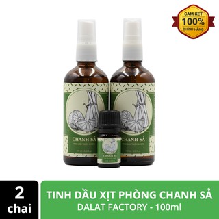 Bộ 2 chai tinh dầu xịt phòng hương Chanh sả - Loại 100ml - Tặng lọ tinh dầu đốt 5ml - Dalat Factory