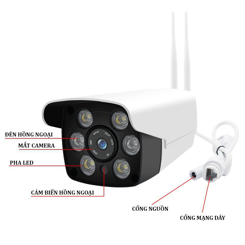 [BH 12 THÁNG ] Camera Giám Sát Ngoài Trời Yoosee - 6 Led Full HD (2.0Mpx) - Hồng Ngoại Quay Đêm | BigBuy360 - bigbuy360.vn