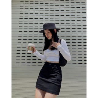Áo kiểu tay dài Busted trắng nữ BLMDE