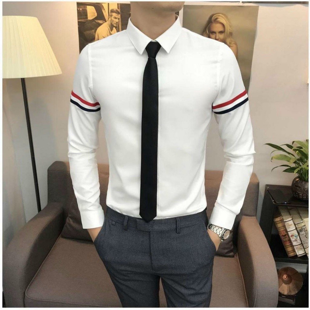 Áo Sơ Mi Nam Dài Tay TAHISM018 Phong Cách Trẻ Phối  2 Sọc Bên Cánh Tay | BigBuy360 - bigbuy360.vn