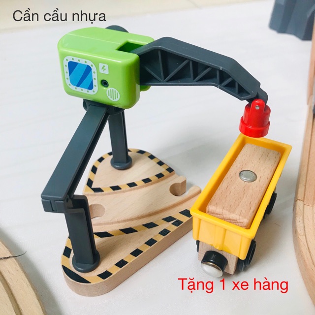 Mô hình cần cẩu gỗ có nam châm [tặng kèm xe có thể hút]