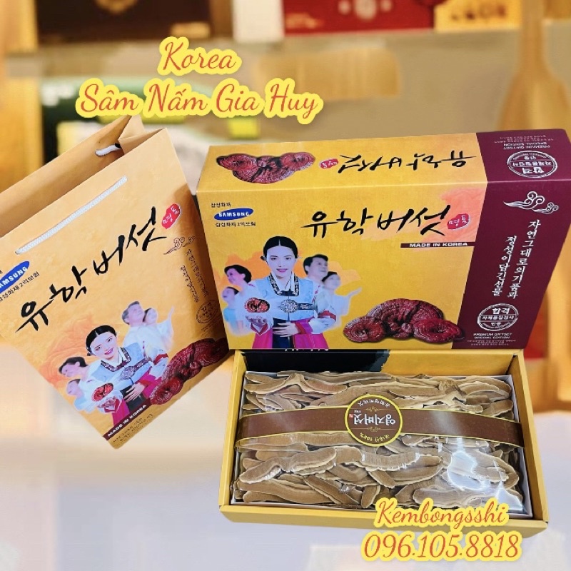 [SET QUÀ BIẾU] Nấm Linh Chi Thái Lát Hộp Cô Gái 1kg Hàn Quốc [Hộp Quà Tặng Nấm Linh Chi]