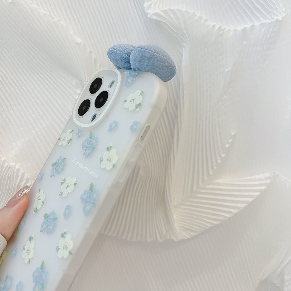 Ốp Điện Thoại TPU Mềm Chống Sốc Đính Nơ Họa Tiết Hoa Sang Trọng Cho iPhone 11 12 13 Pro max mini XS max xr 7 8 se2020 plus