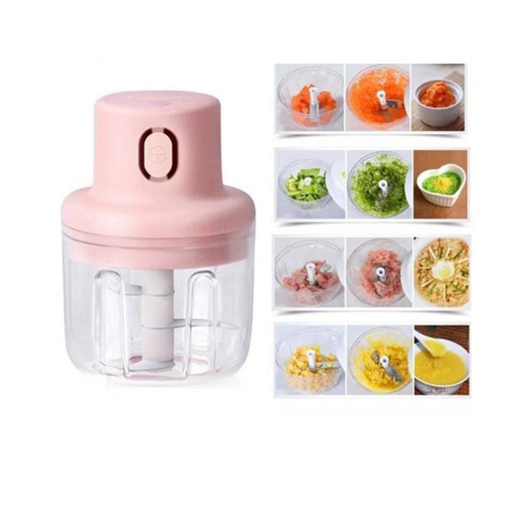 Máy Xay Tỏi Ớt Mini, Máy Xay Thịt, Rau Củ Mini 3 Lưỡi Dao Dung Tích 250ml