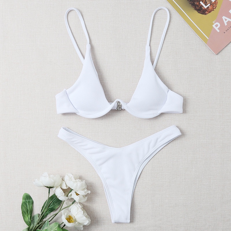 Set Bikini 2 Mảnh Áo Tắm Rắn Màu