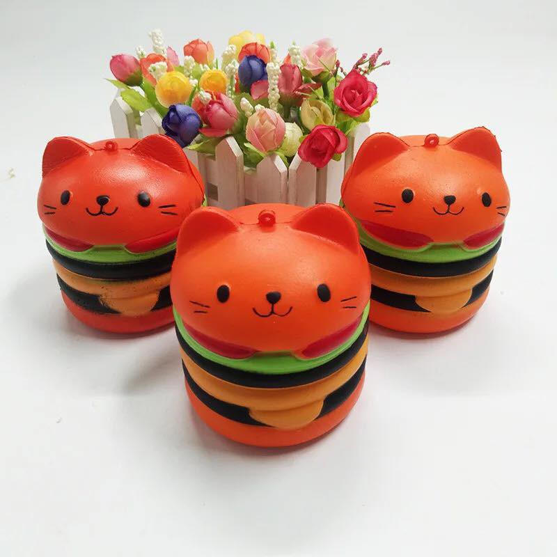 bánh humberger mèo squishy nhiều màu