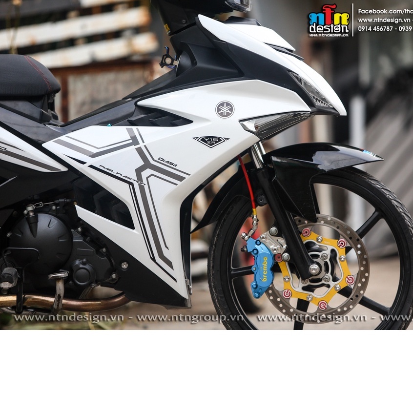 Tem rời Exciter 150 trắng y15zr chỉ xám đen , ảnh thực tế , tem 3 lớp cao cấp k bay màu