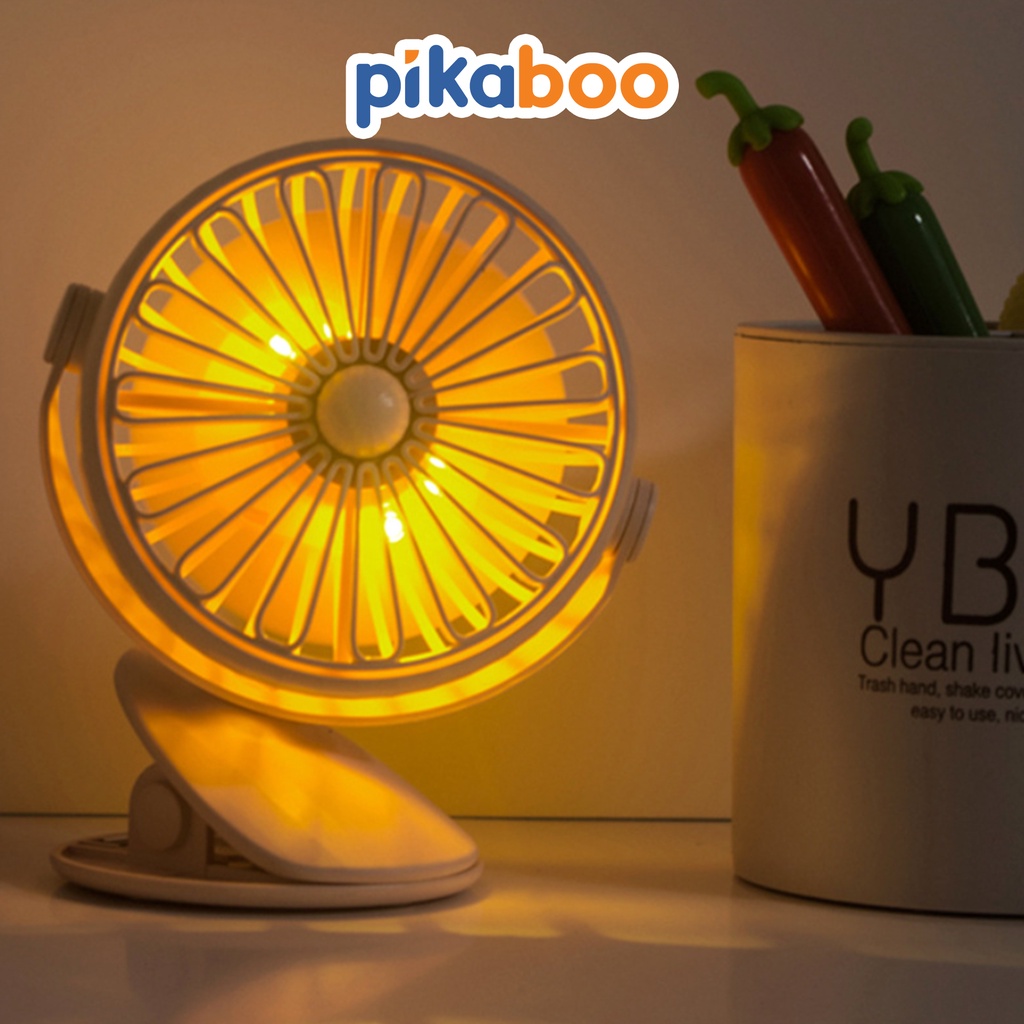 Quạt tích điện quạt sạc kẹp bàn Pikaboo chất liệu nhựa an toàn bền đẹp màu sắc trang nhã lịch sự