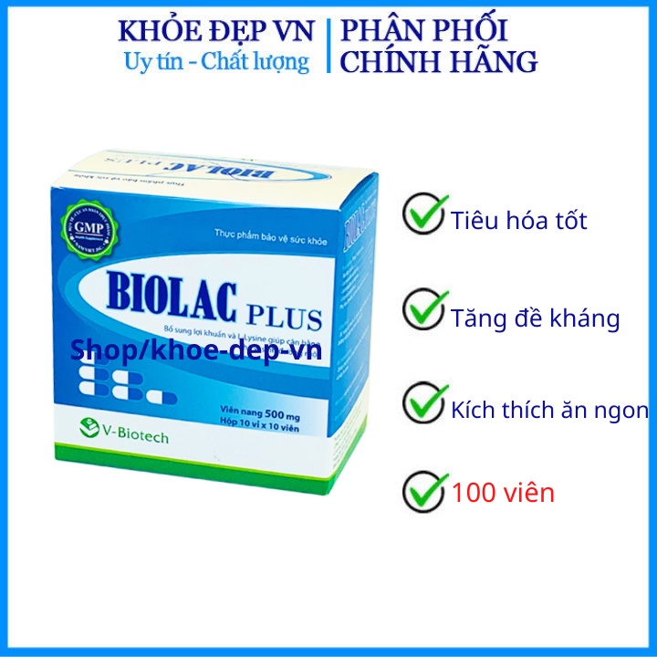 Men tiêu hóa Biolac Plus tăng cường hệ tiêu hóa , giảm đau bụng đầy hơi hộp 100 viên