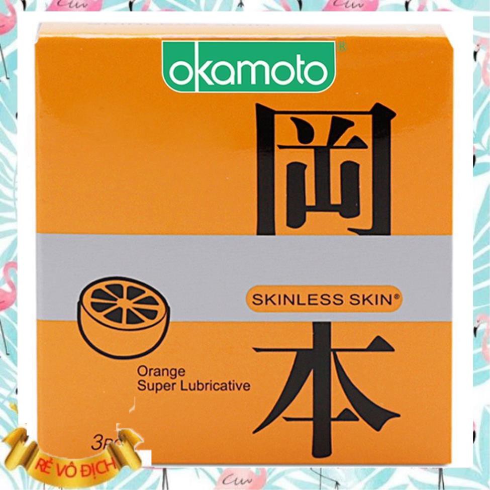 Bao Cao Su Siêu mỏng nhiều gel bôi trơn Okamoto Orange hương cam, Nhật Bản /bản lĩnh đàn ông