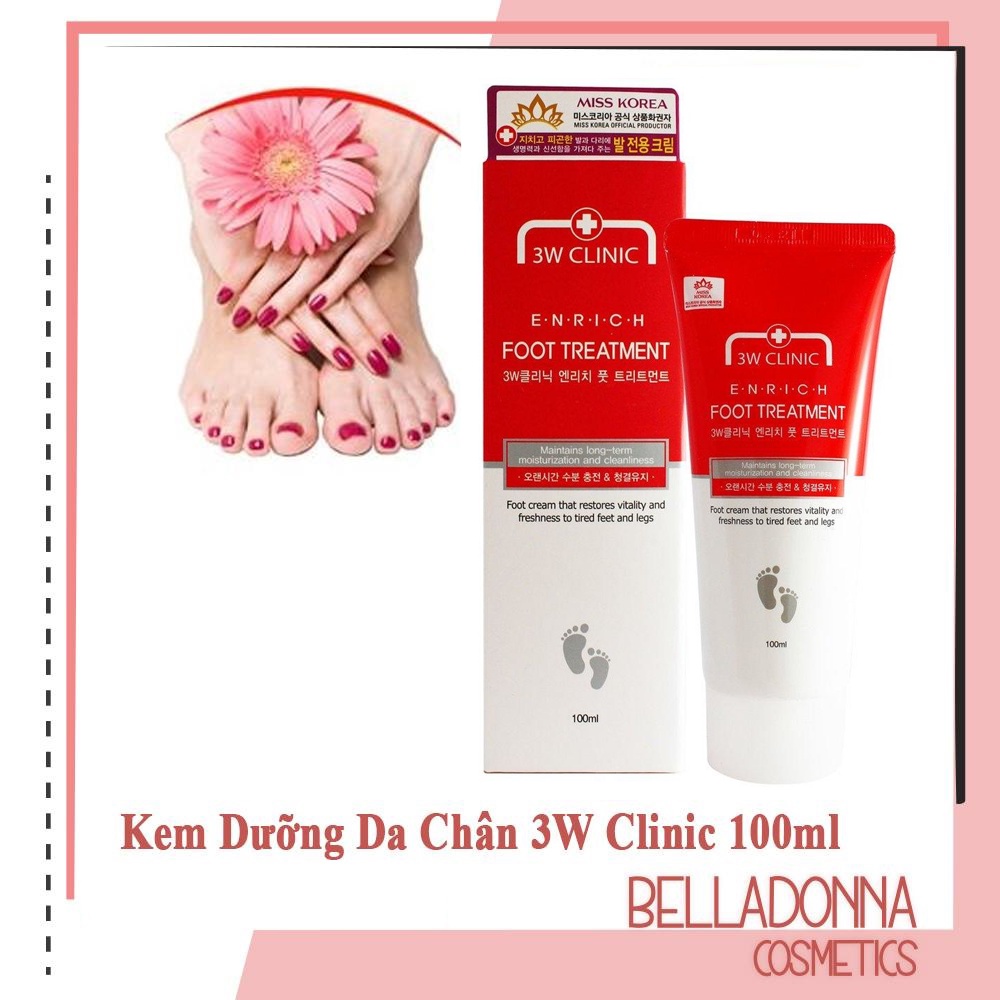 Kem Dưỡng Da Chân 3W Clinic Enrich Foot Treatment (100ml) Hàn Quốc