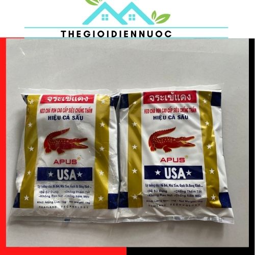 Keo chà ron cao cấp siêu chống thấm hiệu cá sấu loại 1kg, kèm miếng nhựa trét  keo, bột chà ron, xi măng trắng