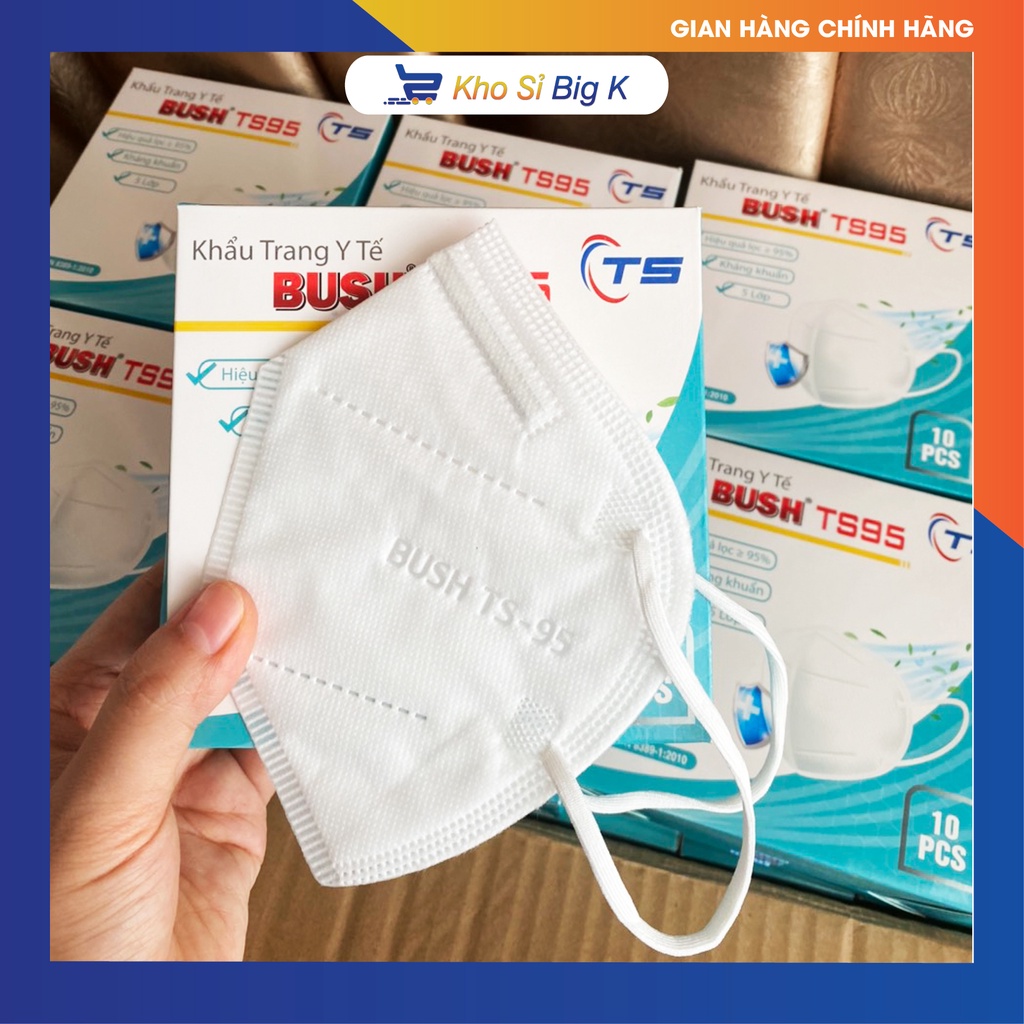 khẩu trang bush ts95 kháng khuẩn cao cấp 5 lớp (hộp 10 cái)
