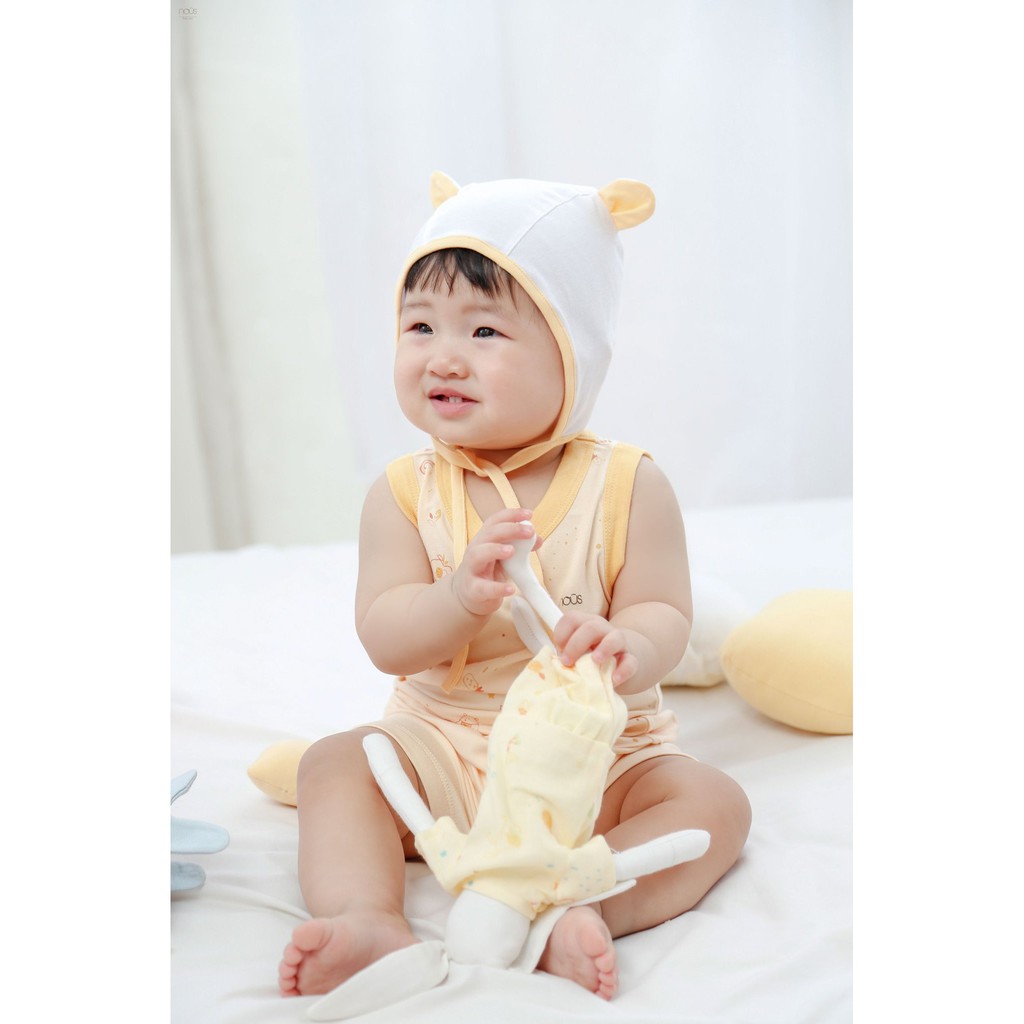 [Mã FARSBRT51 giảm 20K đơn bất kỳ] Bộ Quần Áo Cộc Ba Lỗ Petit Vàng Nhạt Nous (Size 6-9 Tháng Đến 18-24 Tháng)