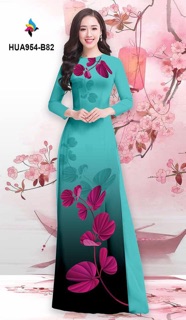Áo dài 3d hình lá đỗ/ 1 bộ