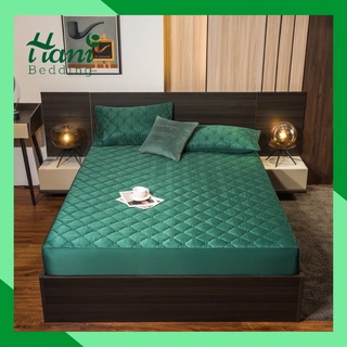 Sét ga gối lụa sateen trần chữ h cao cấp - màu xanh rêu-siêu sang chảnh