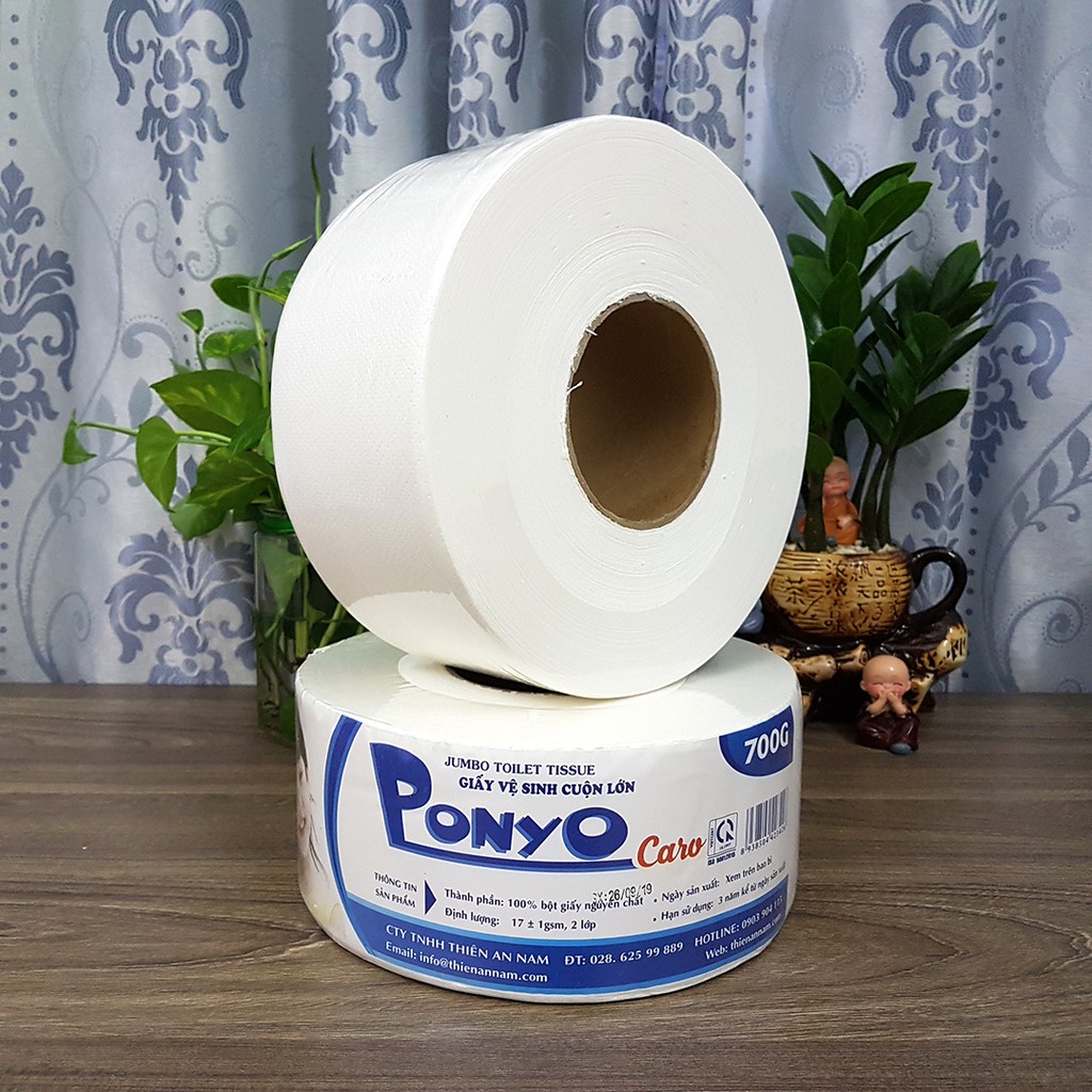 Combo 10 cuộn giấy vệ sinh cuộn lớn 700g Jumbo PONYO