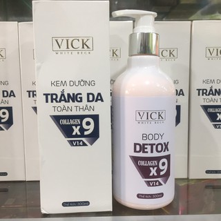 VICK Kem dưỡng trắng da toàn thân collagen X9 300ml