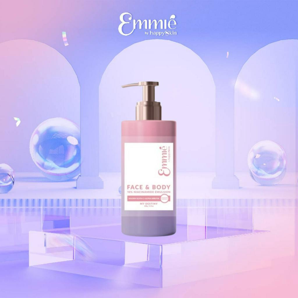 Kem Dưỡng Trắng Da Face &amp; Body 10% Niacinamide 230g + Gel Rửa Mặt BHA tặng Băng Đô + Mini Sữa Tắm Emmié By HappySkin