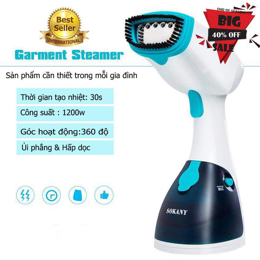 Bàn ủi, bàn là hơi nước cầm tay SOKANY 1200W là nhanh, ủi phẳng mọi chất vải [BẢO HÀNH 1 NĂM]