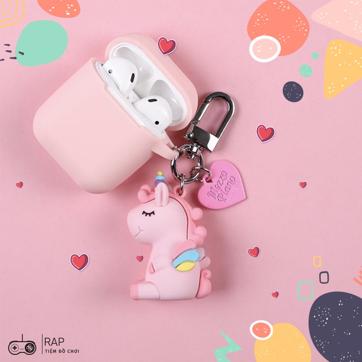 Bao airpod case kì lân hồng dễ thương nhà Rap tặng kèm phụ kiện